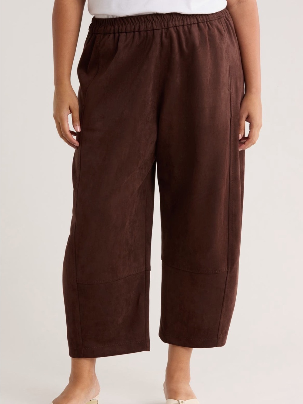MAX STUDIO Faux Suede Barrel Trousers